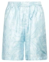 Versace Man Shorts & Bermuda Shorts Sky Blue Size 34 Silk In Blue