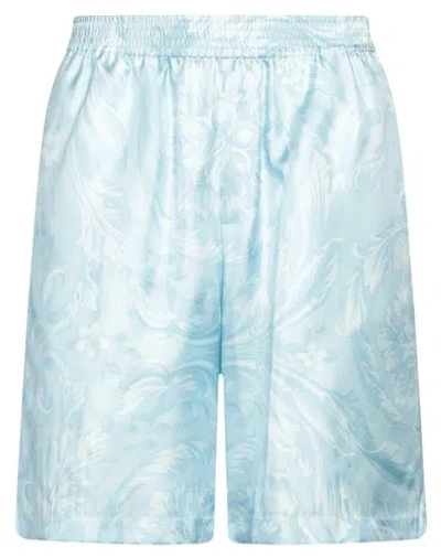 Versace Man Shorts & Bermuda Shorts Sky Blue Size 34 Silk