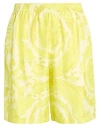 Versace Man Shorts & Bermuda Shorts Yellow Size 38 Silk In Multi