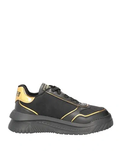 Versace Man Sneakers Black Size 11 Calfskin, Textile Fibers