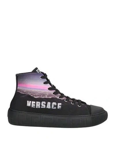 Versace Man Sneakers Black Size 14 Textile Fibers