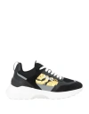 Versace Man Sneakers Black Size 7 Calfskin, Textile Fibers