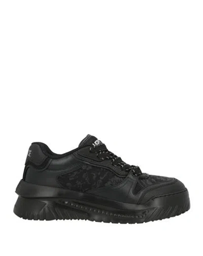 Versace Man Sneakers Black Size 7 Calfskin, Textile Fibers