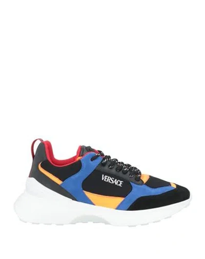 Versace Man Sneakers Black Size 9 Leather, Textile Fibers