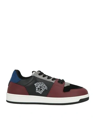 Versace Man Sneakers Burgundy Size 9 Leather In Red