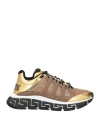 Versace Trigreca Allover-print Sneakers In Gold