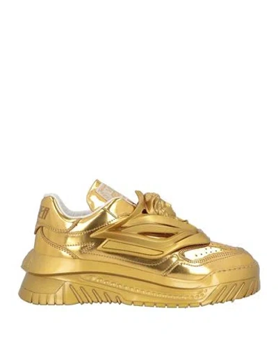Versace Man Sneakers Gold Size 7 Calfskin