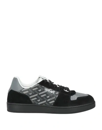 Versace Man Sneakers Grey Size 9 Leather In Black