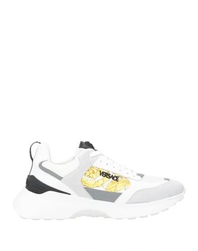 Versace Man Sneakers White Size 14 Calfskin, Textile Fibers