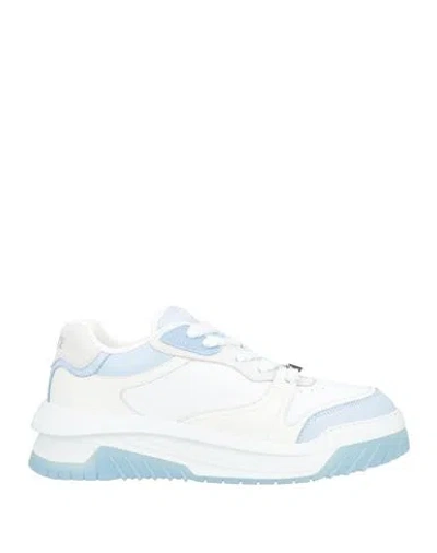 Versace Man Sneakers White Size 8 Calfskin, Textile Fibers