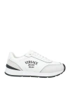 Versace Logo-embroidered Panelled Sneakers In White