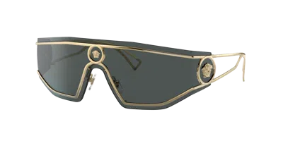 Versace Grey Shield Unisex Sunglasses Ve2226 100287 145 In Gray