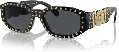 Pre-owned Versace Man Sunglasses Black Frame Dark Grey Lenses 53mm Authentic Italian In Gray