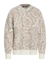 Versace Man Sweater Beige Size 42 Virgin Wool In Neutral
