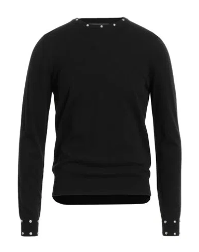 Versace Man Sweater Black Size 40 Virgin Wool, Cashmere, Metal