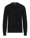 Versace Man Sweater Black Size 40 Virgin Wool, Viscose, Polyamide, Polyester In Black