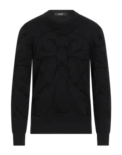 Versace Man Sweater Black Size 40 Virgin Wool, Viscose, Polyamide, Polyester