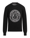 Versace Man Sweatshirt Black Size L Cotton, Metallic Polyester, Aluminum, Polyester In Black