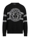Versace Man Sweater Black Size 46 Virgin Wool In Black
