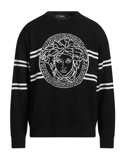 Versace Man Sweater Black Size 46 Virgin Wool