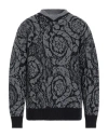 Versace Jacquard Pattern Crew Neck Sweater In Black