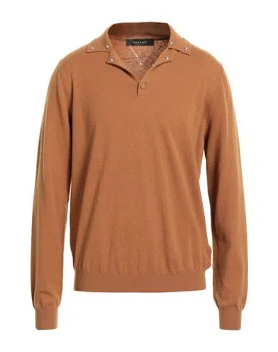 Versace Man Sweater Camel Size 46 Virgin Wool, Cashmere