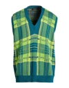Versace Checkered Knitted Vest In Green
