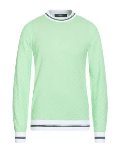 Versace Man Sweater Light Green Size 42 Cotton, Polyamide, Elastane, Polyester