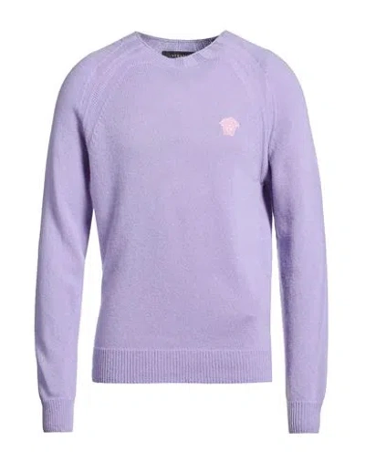 Versace Man Sweater Lilac Size 40 Cashmere, Wool In Purple