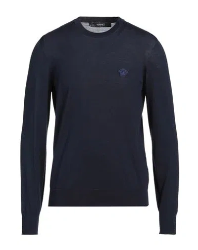 Versace Man Sweater Midnight Blue Size 46 Wool, Silk, Cashmere, Polyester, Viscose