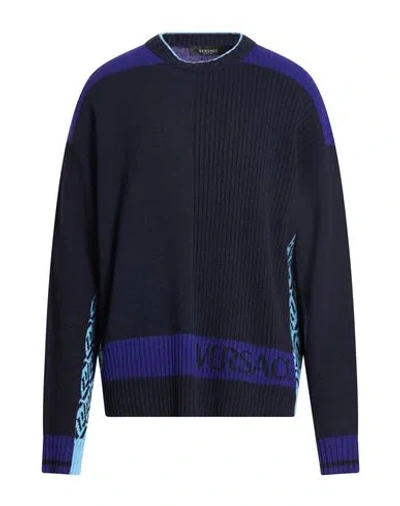 Versace Man Sweater Midnight Blue Size 46 Wool, Polyamide, Viscose, Cashmere