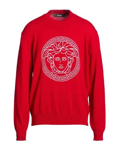 Versace Man Sweater Red Size 44 Cotton