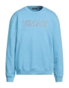 Versace Man Sweatshirt Azure Size L Cotton, Viscose, Polyester, Elastane