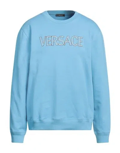 Versace Man Sweatshirt Azure Size L Cotton, Viscose, Polyester, Elastane