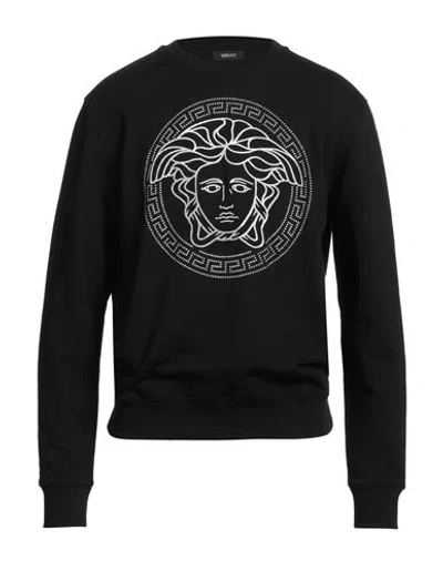Versace Man Sweatshirt Black Size L Cotton, Metallic Polyester, Aluminum, Polyester