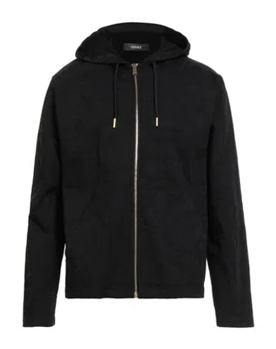 Versace Man Sweatshirt Black Size L Cotton, Polyester, Elastane