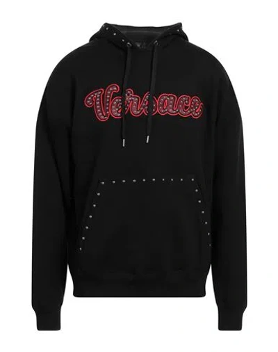 Versace Man Sweatshirt Black Size L Cotton, Polyester, Viscose, Acrylic, Metal