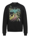 Versace Printed Cotton Crew-neck Sweatshirt In Black