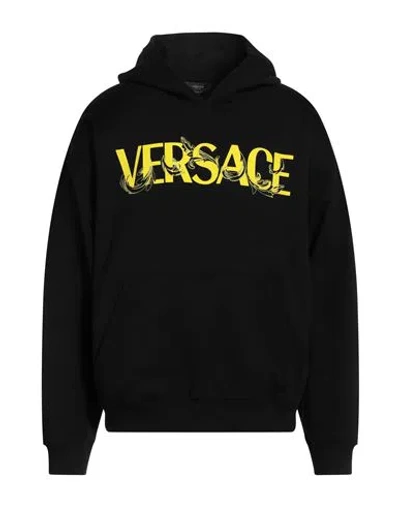 Versace Man Sweatshirt Black Size Xl Cotton, Viscose