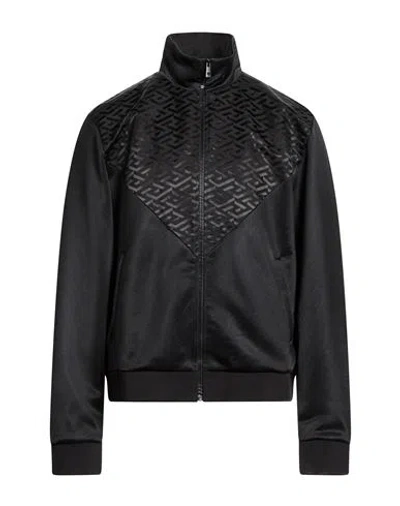 Versace Man Sweatshirt Black Size Xxl Polyester, Cotton