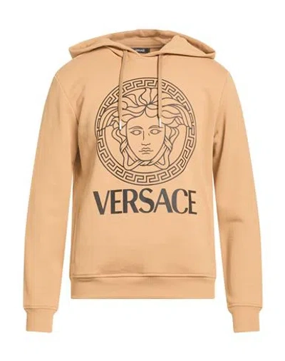 Versace Man Sweatshirt Camel Size L Cotton In Brown