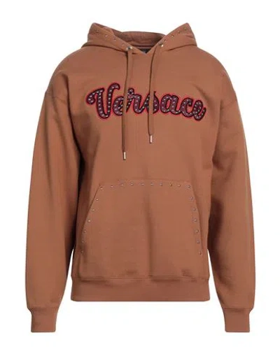 Versace Man Sweatshirt Camel Size M Cotton, Polyester, Viscose, Acrylic, Metal In Beige