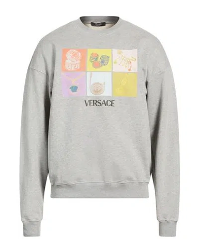 Versace Man Sweatshirt Grey Size L Cotton In Gray