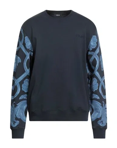 Versace Man Sweatshirt Midnight Blue Size Xxl Cotton