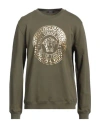 Versace Man Sweatshirt Military Green Size L Cotton, Elastane In White