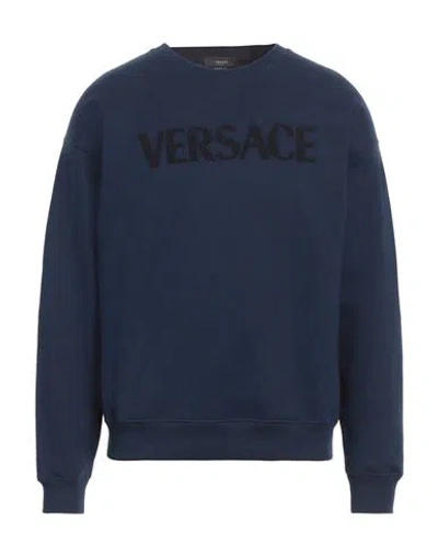 Versace Man Sweatshirt Navy Blue Size S Cotton, Acrylic, Wool, Viscose