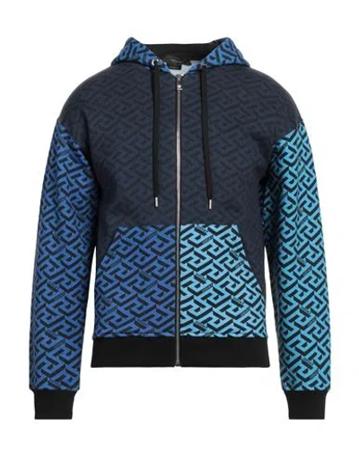 Versace Man Sweatshirt Navy Size L Cotton In Blue
