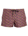 Versace Man Swim Trunks Fuchsia Size 40 Polyester In Pink