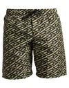Versace Man Swim Trunks Military Green Size 36 Polyester
