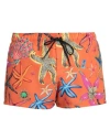 Versace Man Swim Trunks Orange Size 42 Polyester In Orange